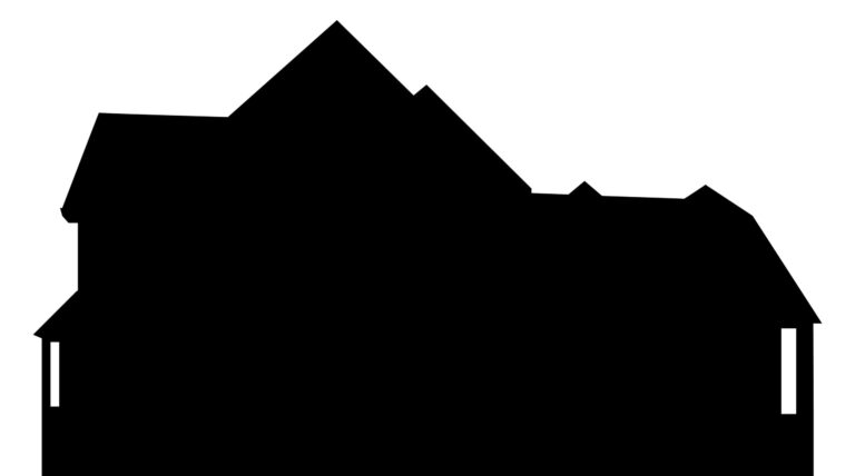 Vector silhouette of house on white background.